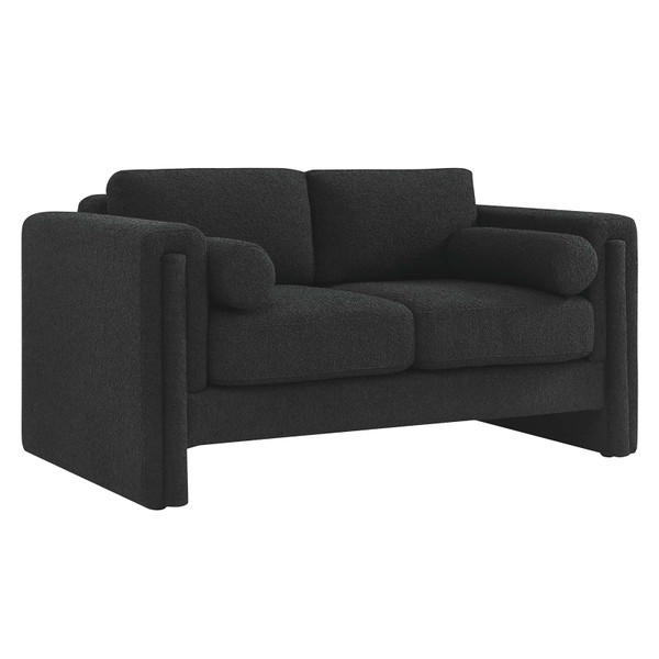 Visible Boucle Fabric Loveseat - Black EEI-6376-BLK