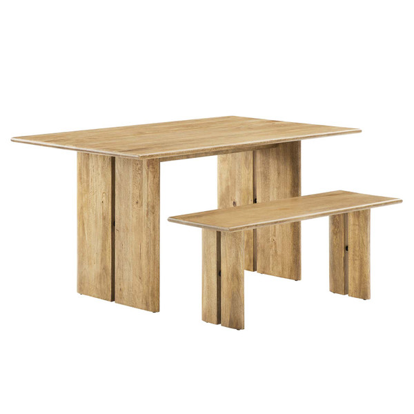 Amistad 60" Wood Dining Table And Bench Set - Oak EEI-6690-OAK