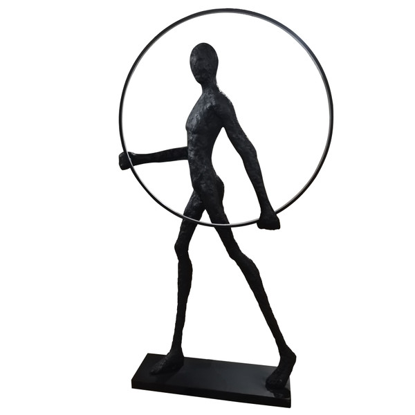 Modern Black Statue With Hoop (12020087)