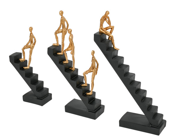 Set Of 3 Climbing Stairs Statue (12023833)