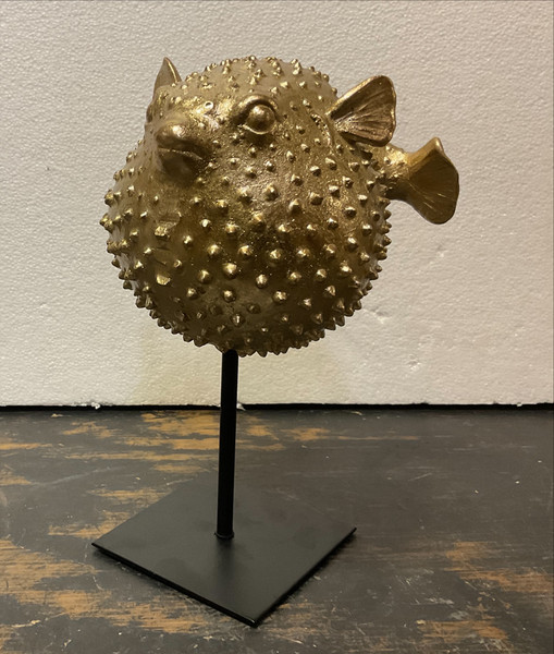 Poly Gold Leaf Fish On Metal Stand (12020147)
