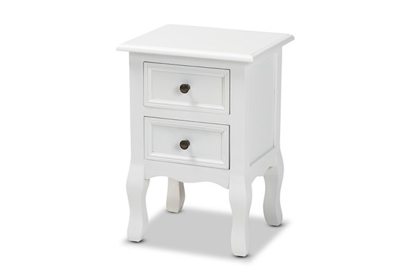 Caelan Classic and Traditional White Finished Wood 2-Drawer Nightstand FZC020117-White-NS
