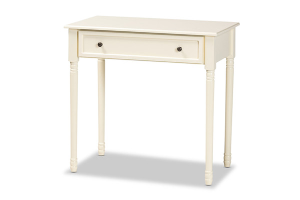 Mahler Classic and Traditional White Finished Wood 1-Drawer Console Table FZDR19084-White-Console Table