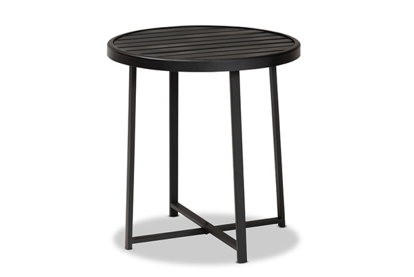 Sadiya Modern Industrial Black Finished Metal Outdoor Side Table H01-99169-Metal Small Side Table