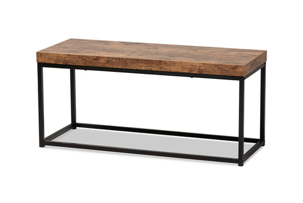 Bardot Modern Industrial Walnut Brown Finished Wood And Black Metal Accent Bench LCF20256B-Wood/Metal-Bench