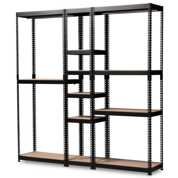 Gavin Modern And Contemporary Black Metal 10-Shelf Closet Storage Racking Organizer BH06/BH09/BH12-Black-Shelf