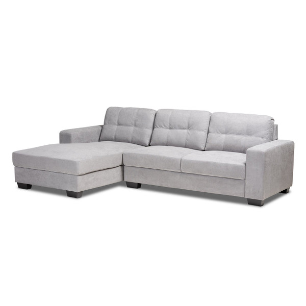 Langley Modern And Contemporary Light Grey Fabric Upholstered Sectional Sofa With Left Facing Chaise J099C-Light Grey-LFC