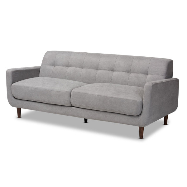 Allister Mid-Century Modern Light Grey Fabric Upholstered Sofa J1453-Light Grey-SF