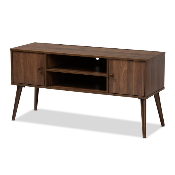 Alard Mid-Century Modern Walnut Brown Finished 2-Door Wood Tv Stand TV8002-Columbia Walnut-TV