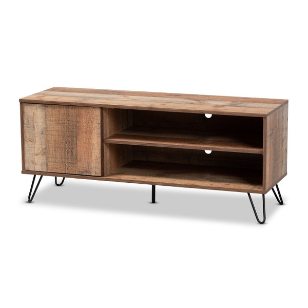 Iver Modern And Contemporary Rustic Oak Finished 1-Door Wood Tv Stand TV8005-Vintage Oak-TV