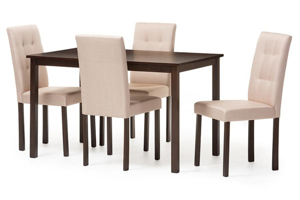 Andrew 5-Piece Grid-Tufted Dining Set Andrew 5PC Beige 9-Grids Dining Set