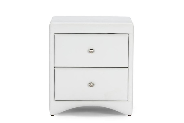 Dorian White Faux Leather Upholstered Nightstand BBT3106-White-NS