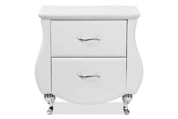 Erin White Faux Leather Upholstered Nightstand BBT3116-White-NS