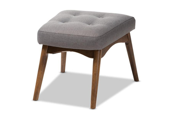 Waldmann Mid-Century Modern Grey Fabric Upholstered Ottoman