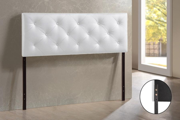 Baltimore Queen White Faux Leather Headboard BBT6431-White-HB-Queen