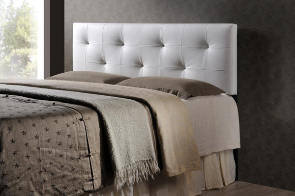 Dalini Queen White Faux Leather Headboard BBT6432-White-HB-Queen