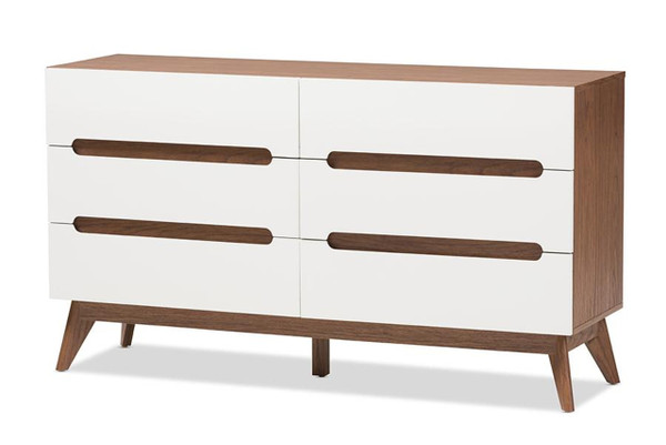 Calypso White/Walnut 6-Drawer Dresser Calypso-Walnut/White-6DW-Chest