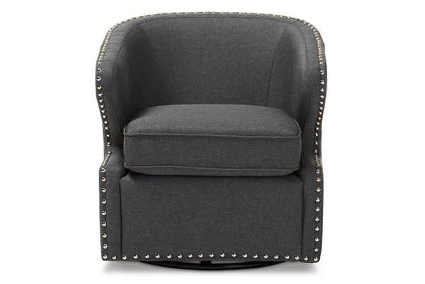 Finley Grey Fabric Upholstered Swivel Armchair DB-203-Gray