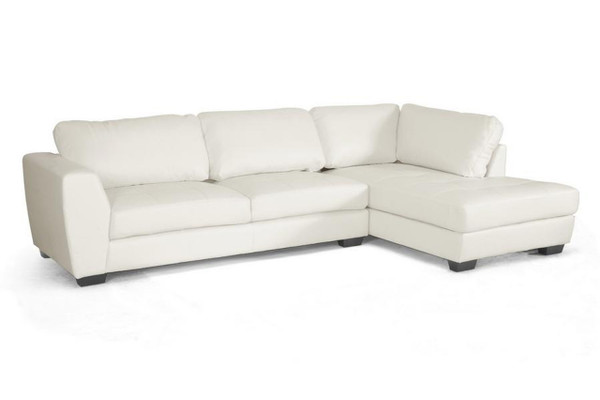 Orland White Leather Sectional with Right Facing Chaise IDS023-White RFC