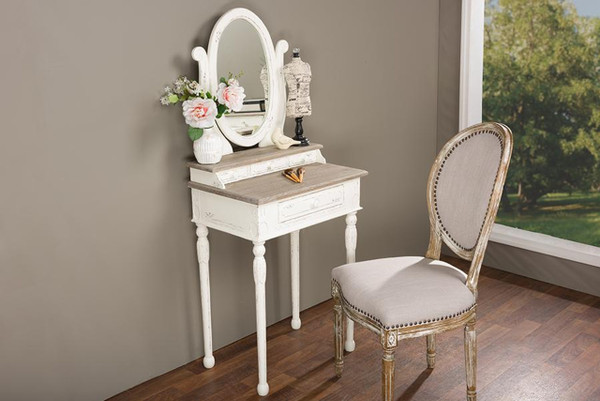 Anjou Traditional French Accent Dressing Table with Mirror PLM5VM/M B-CA