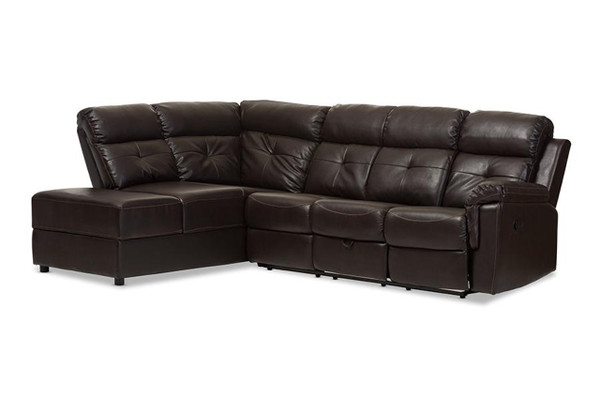 Roland Faux Leather 2-Piece Recliner Sectional R3838-Dark-Brown-SF