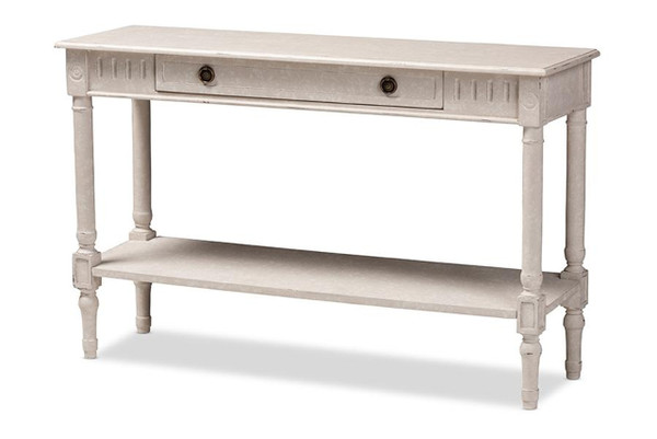 Ariella Country Cottage Farmhouse Console Table RAM13-Whitewashed-ST