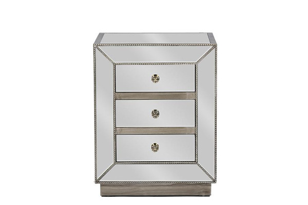 Currin Mirrored 3-Drawer Nightstand RS2102