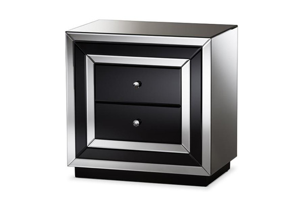 Cecilia Hollywood Regency Mirrored 2-Drawer Nightstand RXF-721