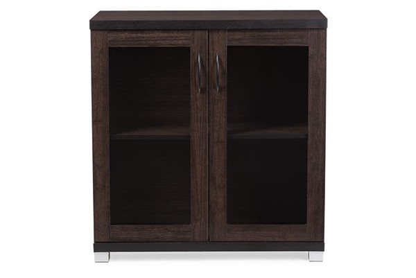 Zentra Brown Sideboard Storage Cabinet with Glass Doors SR 890001-Wenge