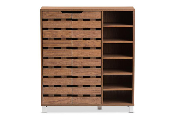 Shirley Walnut Medium 2-Door Shoe Cabinet with Open Shelves SR-002-Walnut