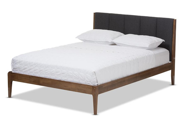 Ember and Medium Brown Wood King Platform Bed SW8063-Grey/Walnut-M7-King