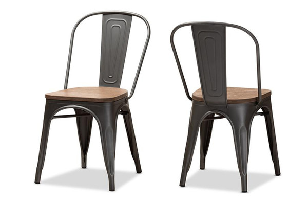 Bamboo And Gun Metal-Finished Steel Dining Chair (Set Of 2)