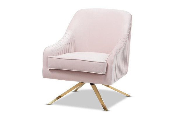 Amaya Luxe And Glamour Lounge Chair TSF-7726-Light Pink/Gold