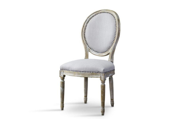 Clairette Wood Traditional French Accent Chair - Round TSF-9315-Beige-CC