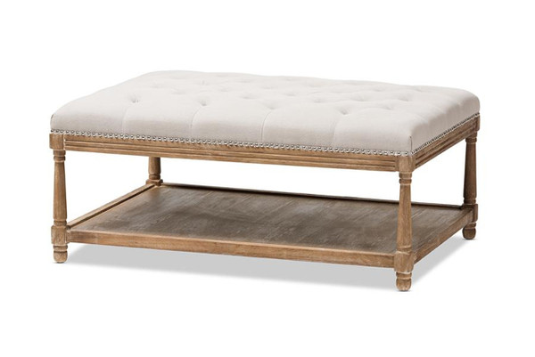 Carlotta Beige Linen Rectangular Coffee Table Ottoman TSF-9325-Beige-Otto