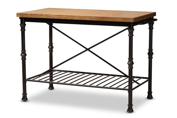 Wood And Bronze-Finished Steel Kitchen Island Table YLX-5014