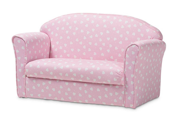 Contemporary Heart Patterned Kids 2-Seater Sofa LD20832-Pink-SF