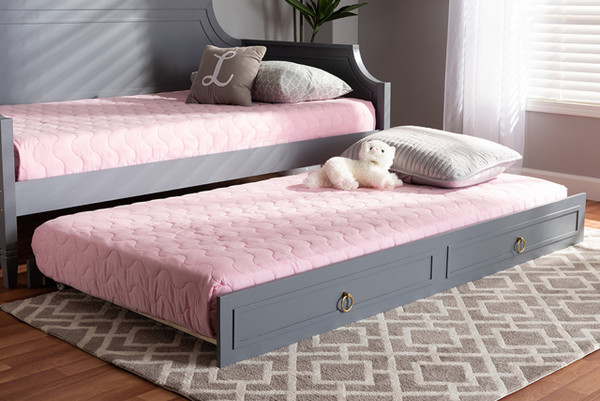 Mariana Classic And Traditional Grey Finished Wood Twin Size Trundle Mariana-Grey-Trundle