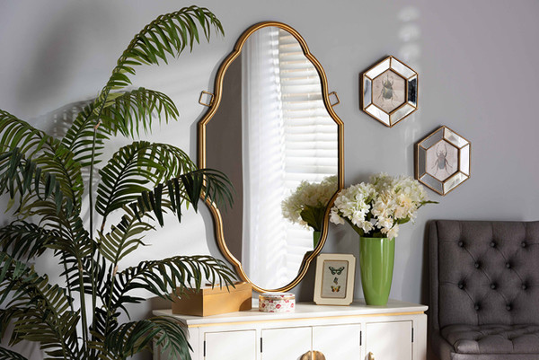 Dennis Vintage Antique Gold Finished Accent Wall Mirror RXW-8059