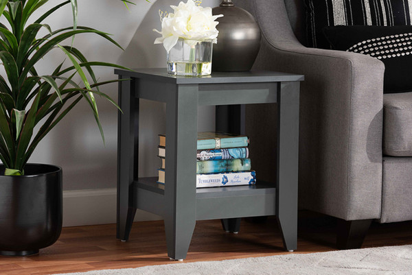 Audra Modern And Contemporary Grey Finished Wood Living Room End Table ET8000-Grey-ET