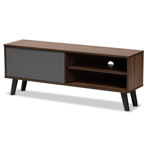 Mallory Modern And Contemporary Two-Tone Walnut Brown And Grey Finished Wood Tv Stand TV8009-Walnut/Grey-TV