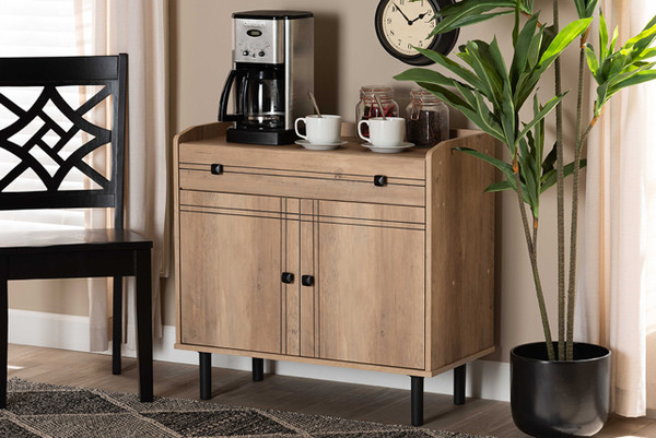Patterson Modern And Contemporary Oak Brown Finished Wood 2-Door Kitchen Storage Cabinet MH8693-Oak-Cabinet