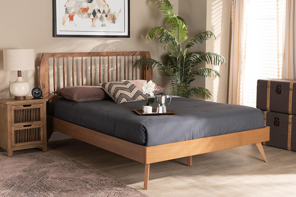 Emiko Modern And Contemporary Walnut Brown Finished Wood Full Size Platform Bed Emiko-Ash Walnut-Full