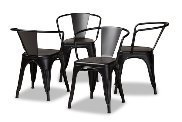 Ryland Modern Industrial Black Finished Metal 4-Piece Dining Chair Set AY-MC02-Black Matte-DC