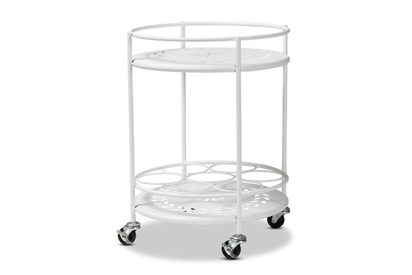 Dallan Modern Industrial White Metal 2-Tier Kitchen Cart H01-101134A-White-Cart