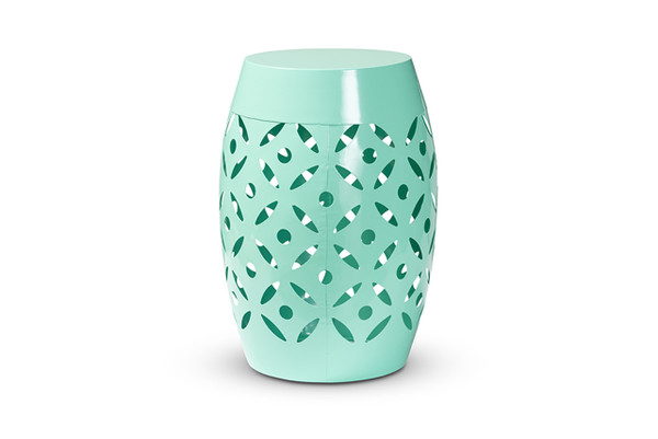Hallie Modern And Contemporary Aqua Finished Metal Outdoor Side Table H01-101371B Aqua Metal Side Table
