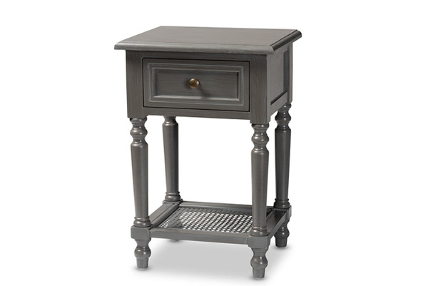 Sheldon Modern and Contemporary Vintage Grey Finished Wood 1-Drawer Nightstand JY20B071-Grey-NS