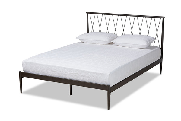 Nano Modern and Contemporary Black Finished Metal Queen Size Platform Bed TS-Nano-Black-Queen
