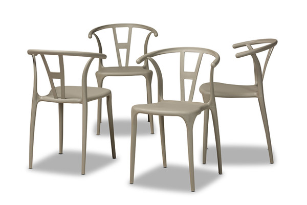 Warner Modern and Contemporary Beige Plastic 4-Piece Dining Chair Set AY-PC13-Beige Plastic-DC
