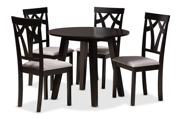 Derya Modern Transitional Grey Fabric Upholstered and Dark Brown Finished Wood 5-Piece Dining Set Derya-Grey/Dark Brown-5PC Dining Set